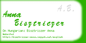 anna bisztriczer business card